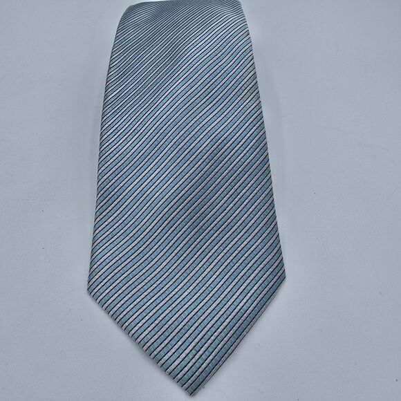 Mens Necktie Croft & Barrow NeckTie Blue White Geometric 58" x 4" Vintage - Picture 2 of 6